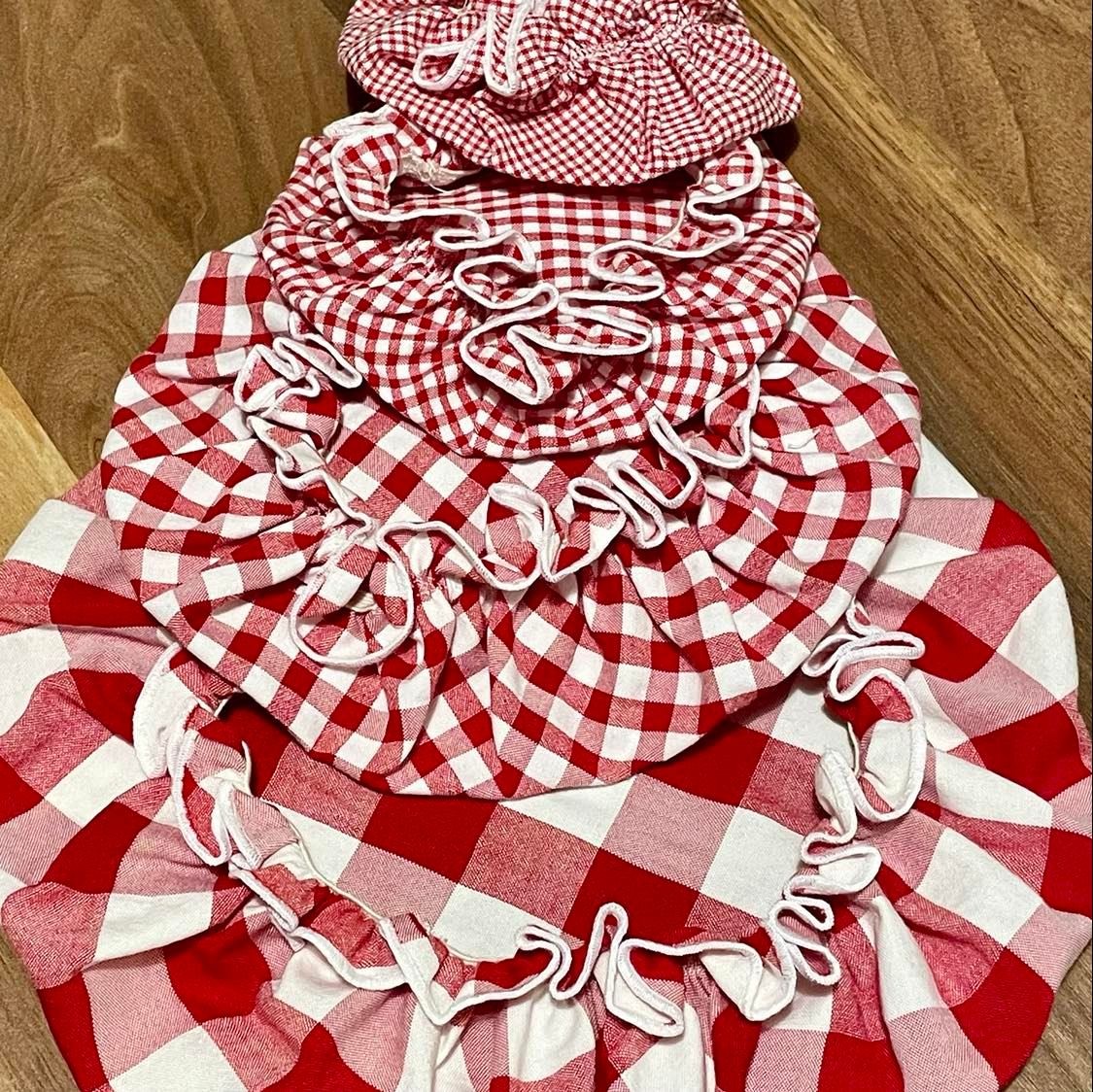 Set of 4 gingham bowl covers