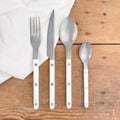 4-piece matt white cutlery set