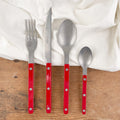 4-piece matt burgundy cutlery set