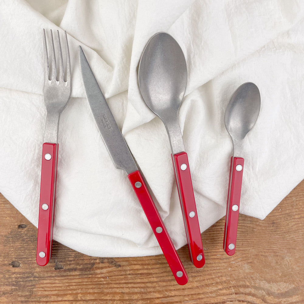 4-piece matt burgundy cutlery set