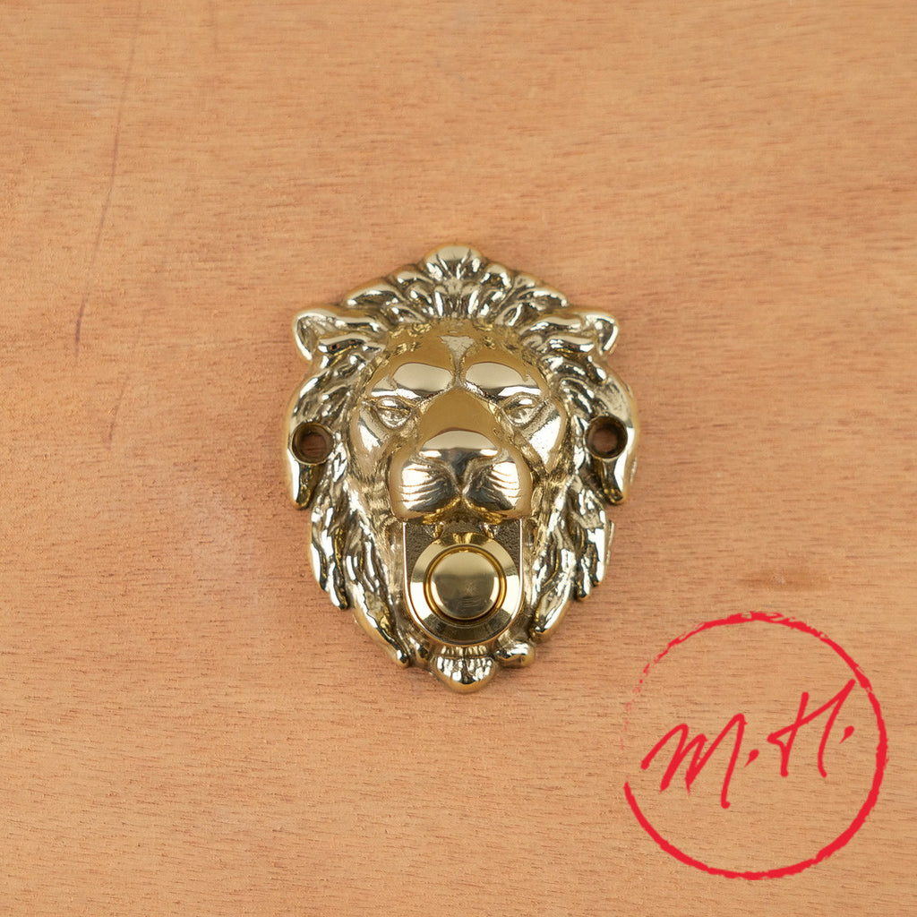 Lion head bell Polished Brass