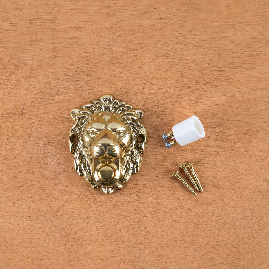 Lion head bell Polished Brass