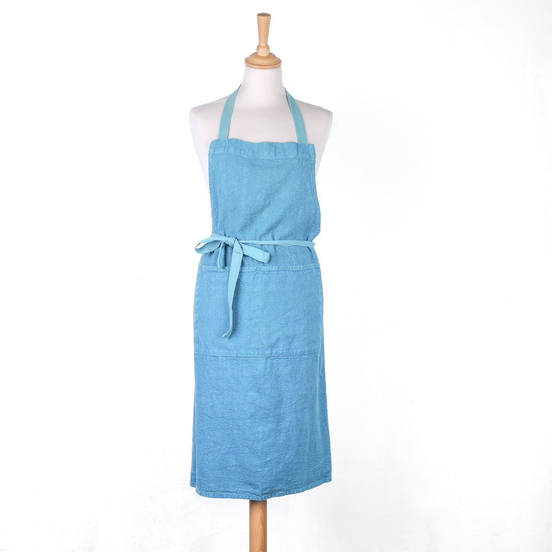 100% linen apron, blue