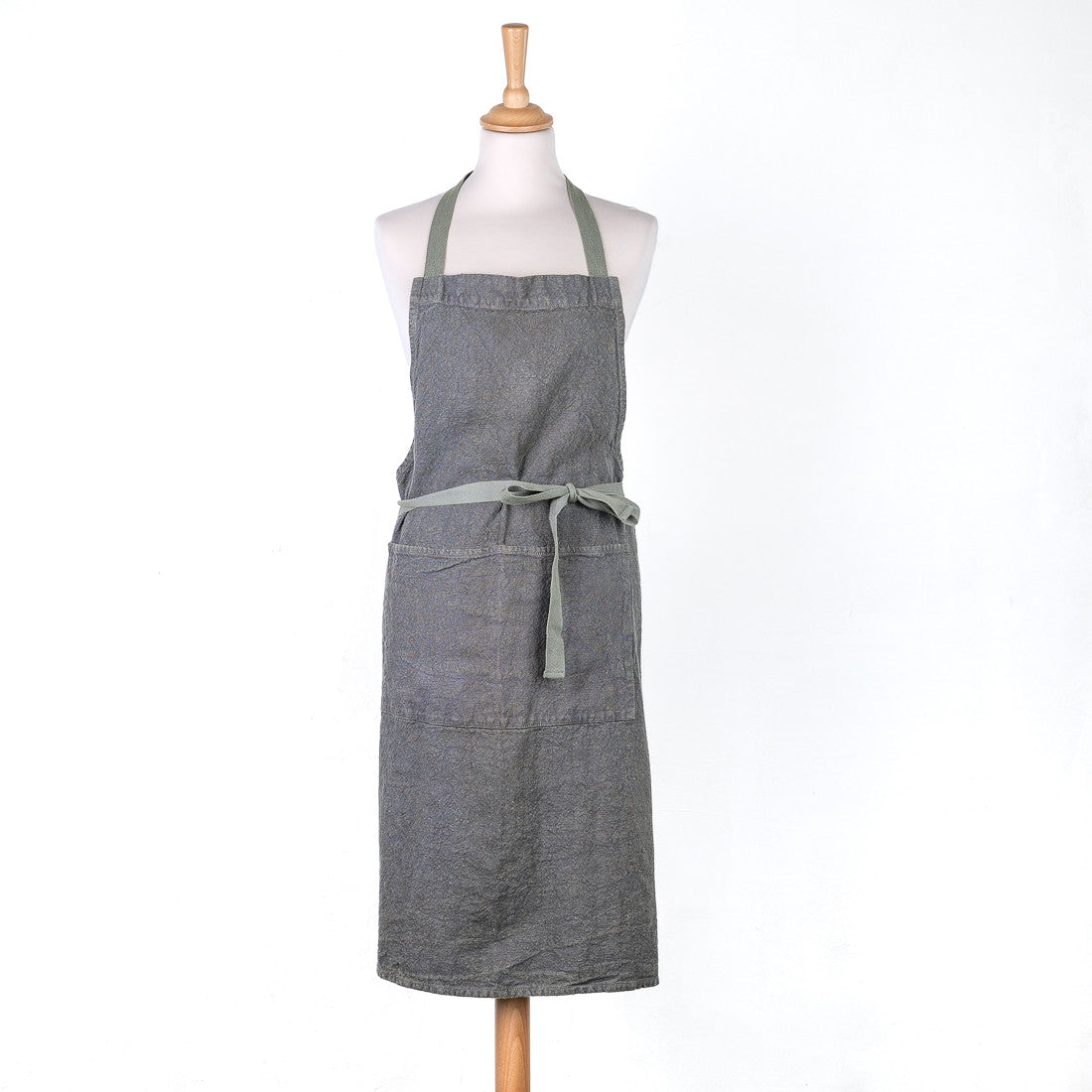 100% linen apron, charcoal grey
