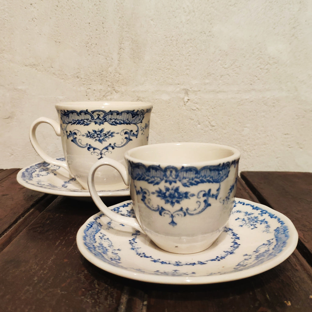 Cup and saucer blue decoration