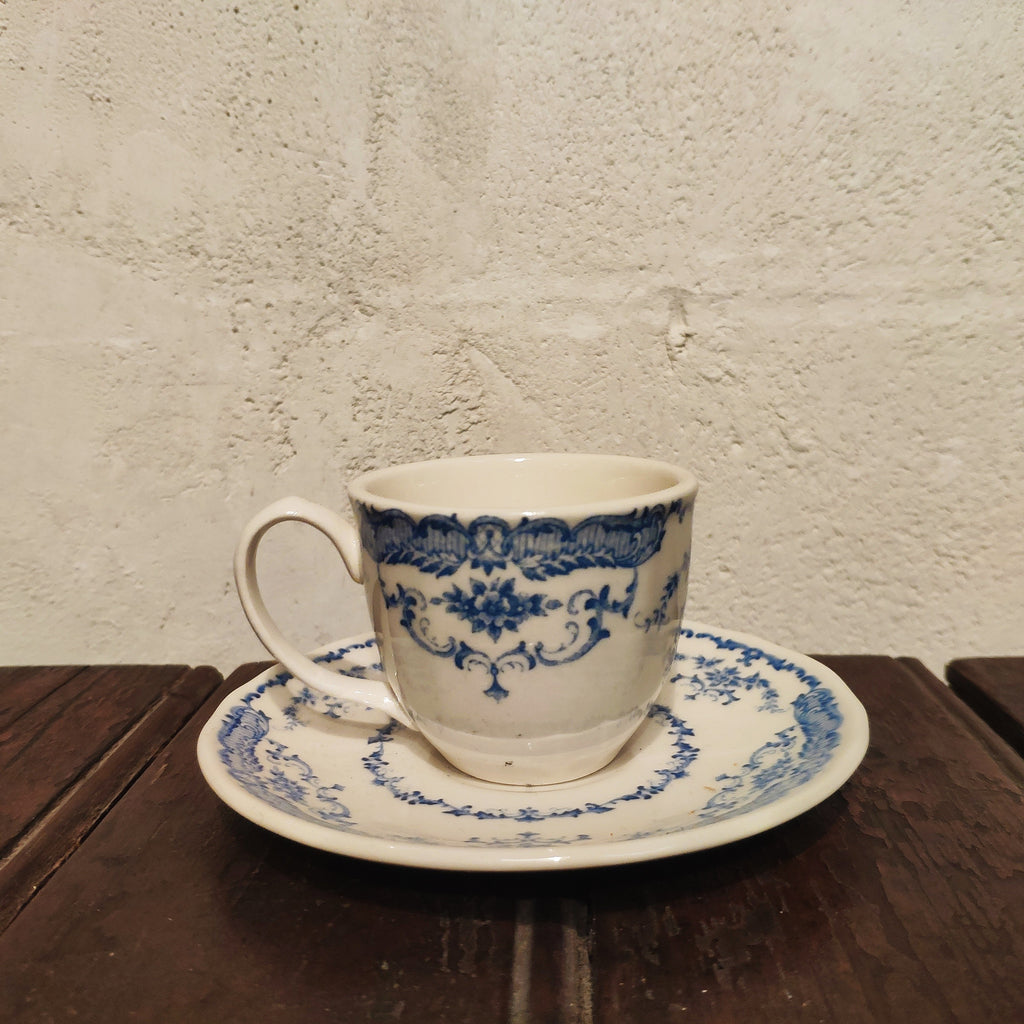 Cup and saucer blue decoration