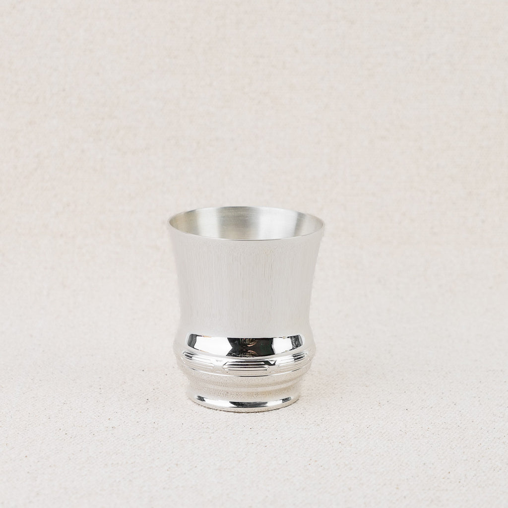 Baptismal tumbler in silver-plated metal