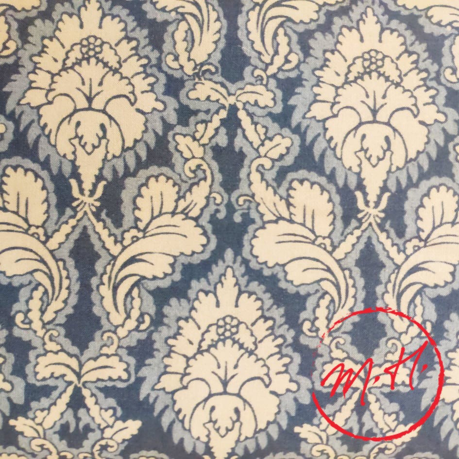 Tissu au mètre Damas bleu