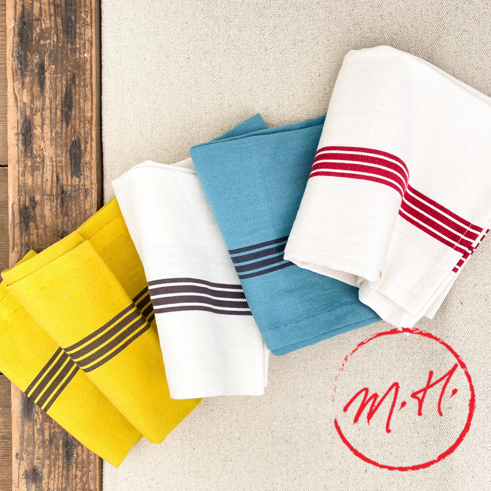 Cotton & linen striped tea towel