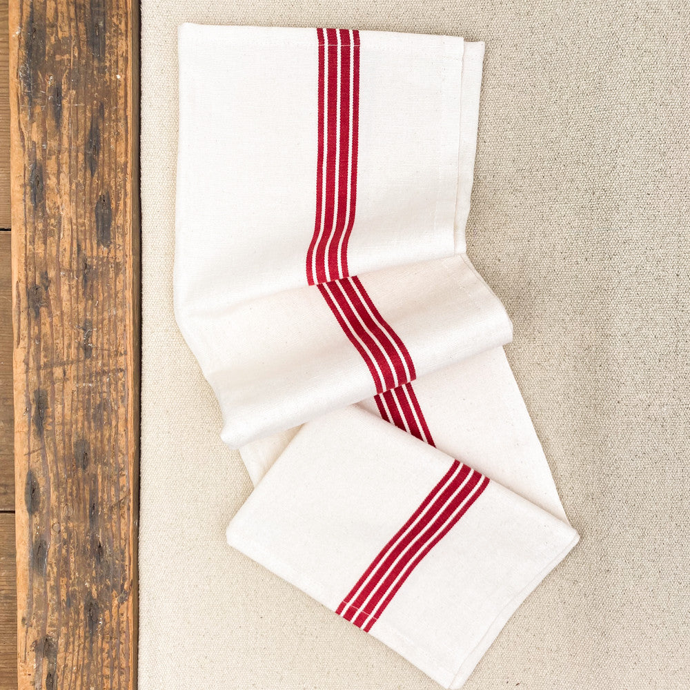 Cotton & linen striped tea towel