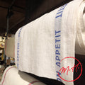 Tea towel by the metre - bon appétit blue linen