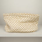 Quilted cotton toiletry bag with zip, 39 x 22 cm, cream with small red Provençal print