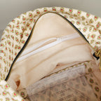 Cotton zip travel pouch for skincare and cosmetics, Provençal print inside