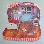 Miniature bedroom craft kit for kids in a cardboard suitcase, build-your-own dollhouse room, ages 4+
