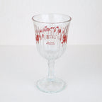 Verre de l'Amitié Empereur à pied en verre 18 cl, fabrication portugaise, décor rouge floral et cannelures