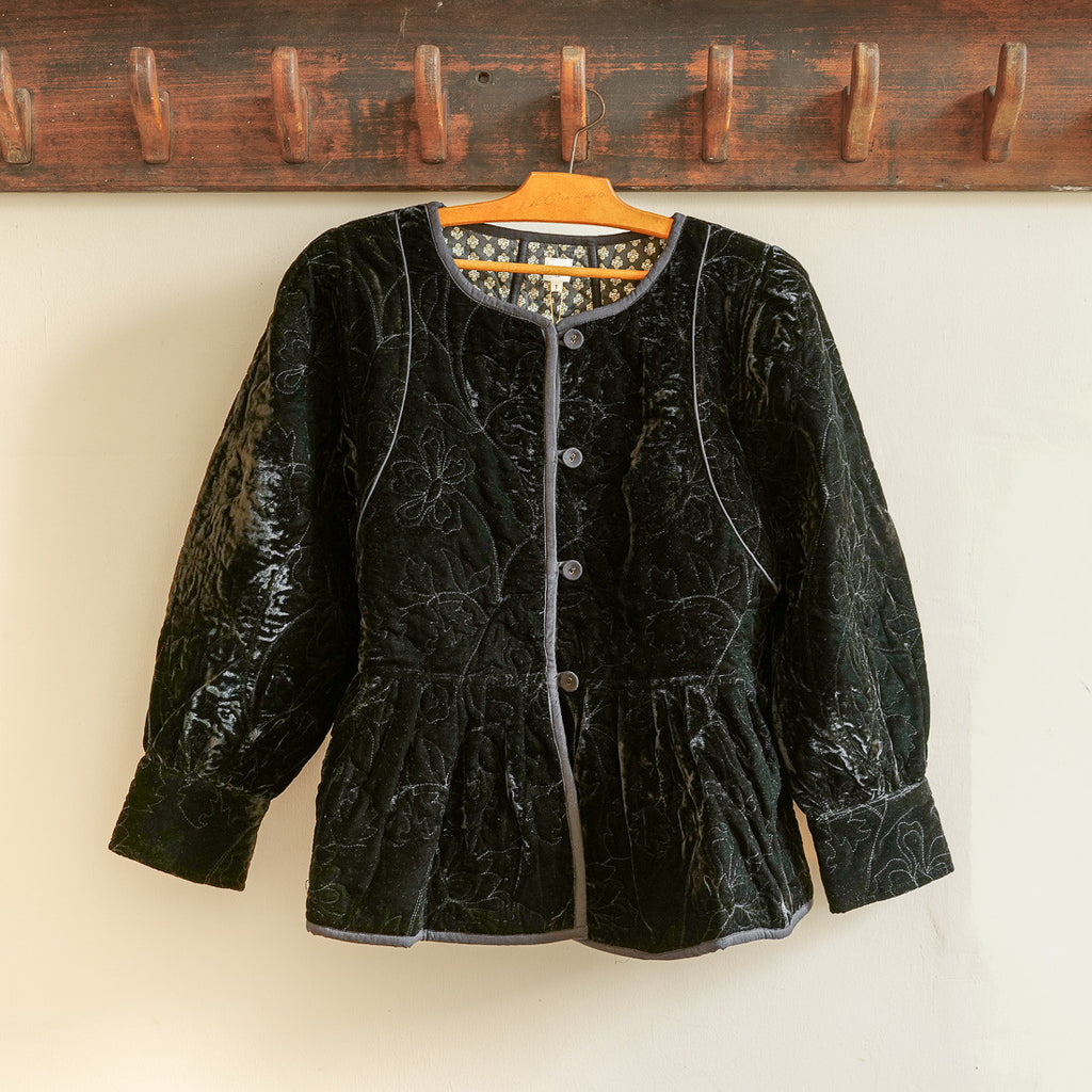 Reversible black velvet jacket