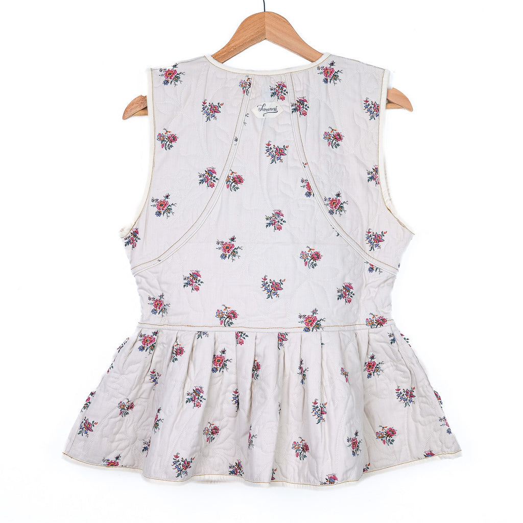 Reversible floral sleeveless jacket