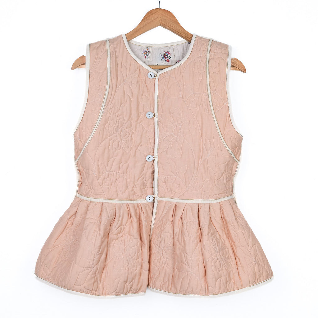 Reversible floral sleeveless jacket